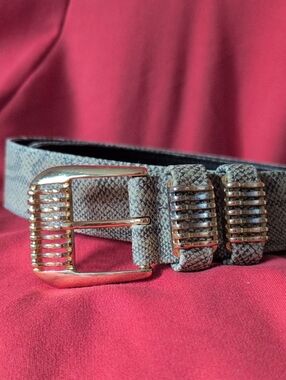 Unisex Suede Taupe Belt with Gold Tone Buckle